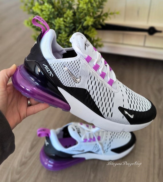 Women's Nike Air Max 270 Purple Sneakers made with Swarovski Crystals Custom
