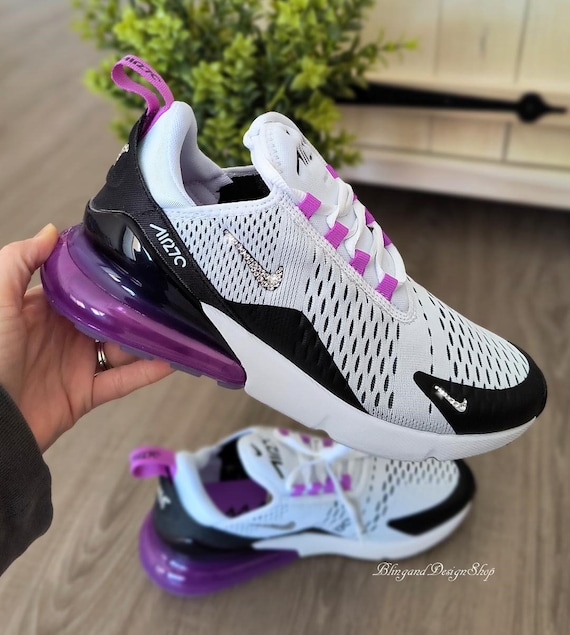 Women's Nike Air Max 270 Purple Sneakers made with Swarovski Crystals Custom