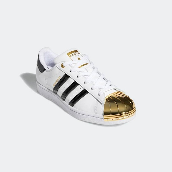 Swarovski Women's Adidas Superstar White Gold Sneakers | Etsy