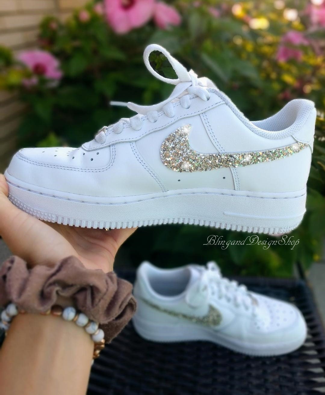 Learner mangel kæmpe Bling Nike Shoes Air Force 1 Low White Wedding Shoes Glitter - Etsy Hong  Kong