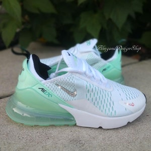 Swarovski Women's Nike Air Max 270 White Teal Sneakers Customized With ...