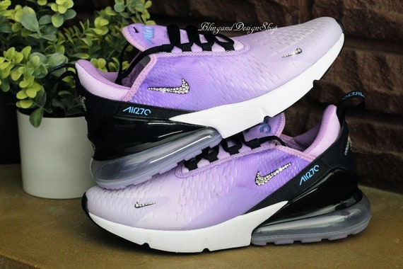 Women's Nike Air Max 270 Purple Sneakers made with Swarovski Crystals Custom