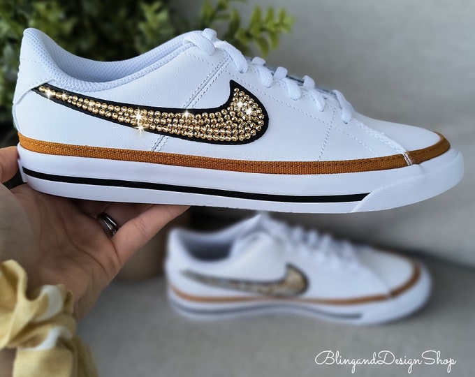 Buy Custom Nike Crystallized Classic Cortez Women's Sneakers Bling Genuine  European Crystals Bedazzled White, made to order from CRYSTALL!ZED by Bri,  LLC