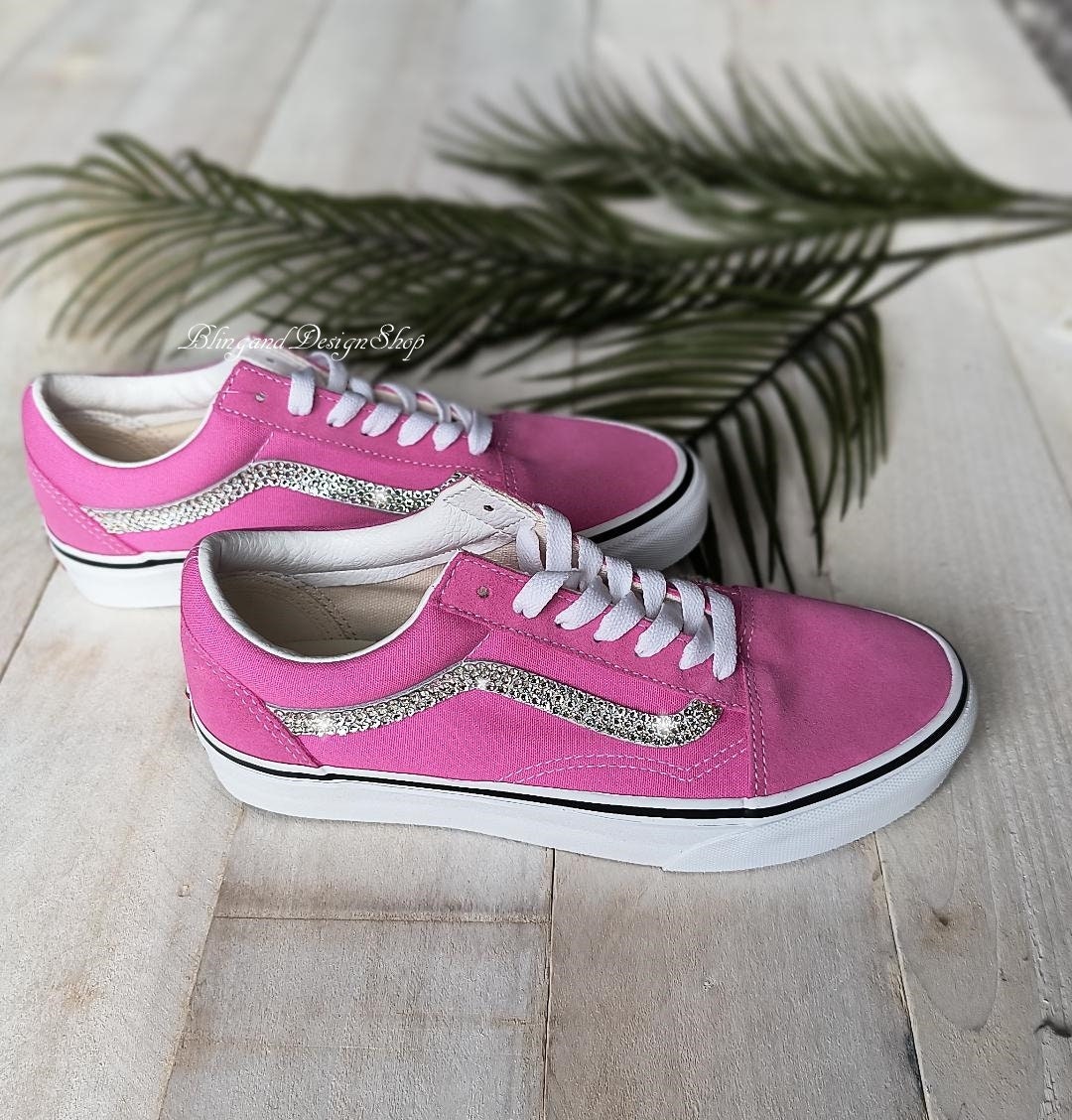 Lyn legation legemliggøre Swarovski Women's Vans Old Skool Pink Sneakers Customized - Etsy