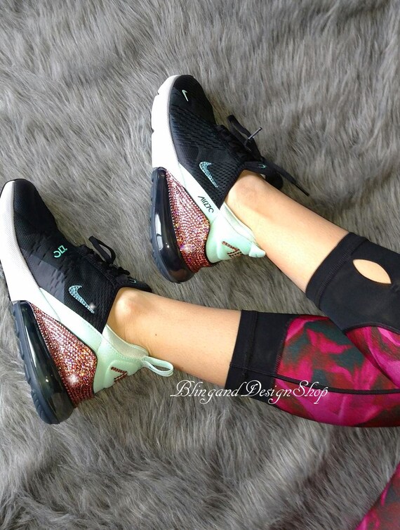 Swarovski Nike Air Max 270 Bling Schuhe angepasst mit Swarovski Kristallen, Bling Nike Schuhe Air Max TN Weiß Rosa Plaid Damen Nike Schuhe Günstig Schweiz