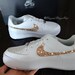 Swarovski womens Nike Air Force 1 Sage Low all white Slsneakers customized with gold swarovski crystals, white wedding nikes, bling nikes 