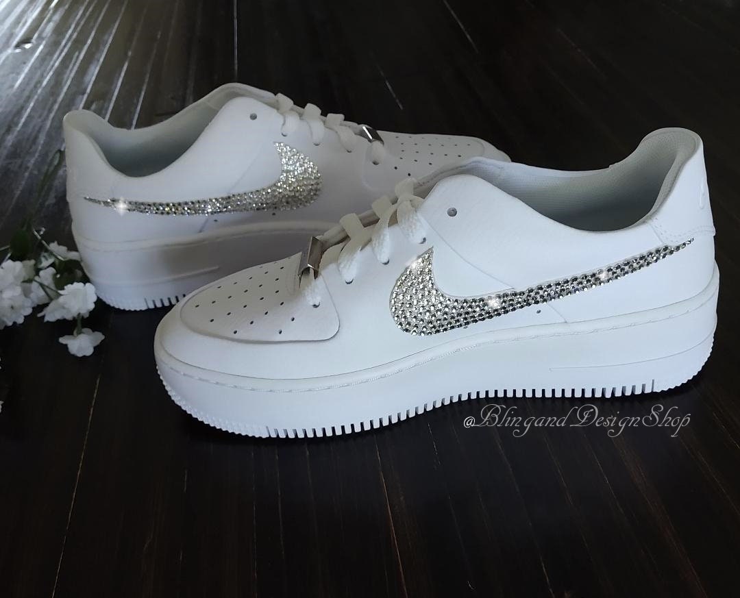 Swarovski Zapatillas Nike Air Force 1 Sage Low All White | Etsy México