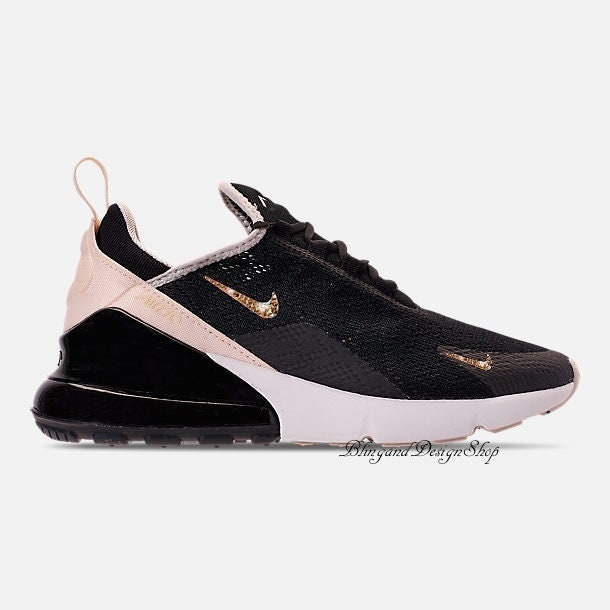 6.5 Swarovski Bling Nike Air Max 270 Shoes Customized with Rose Gold Swarovski Crystals Bling ...