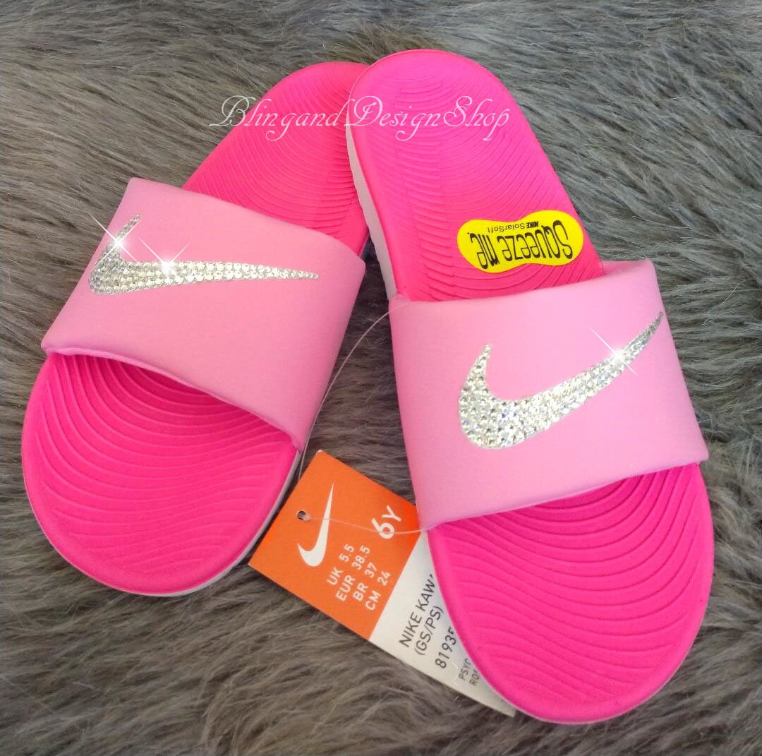 nike kawa slide rose gold