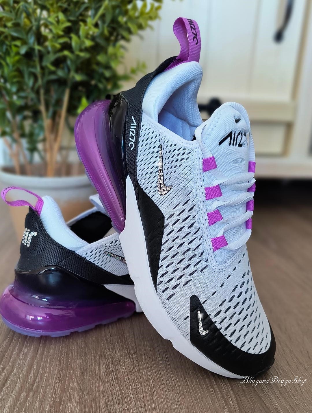 Swarovski Women's Air Max 270 White Fuchsia Sneakers - Etsy