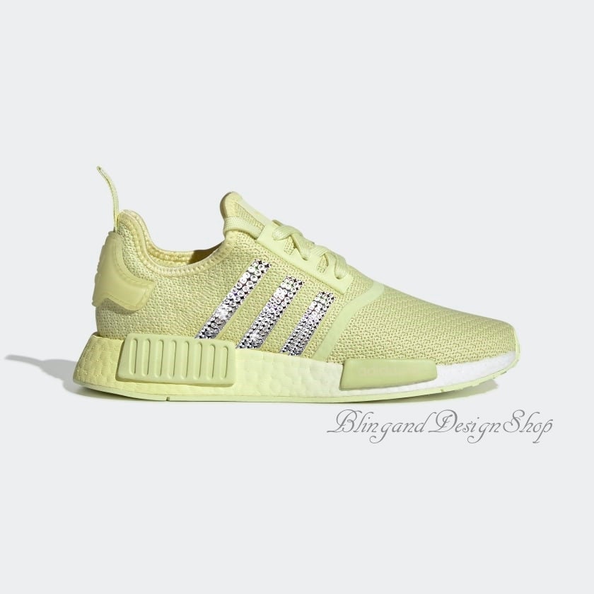 formato Consecutivo Flotar Swarovski Para mujer Adidas NMD R1 Neon zapatillas amarillas - Etsy España