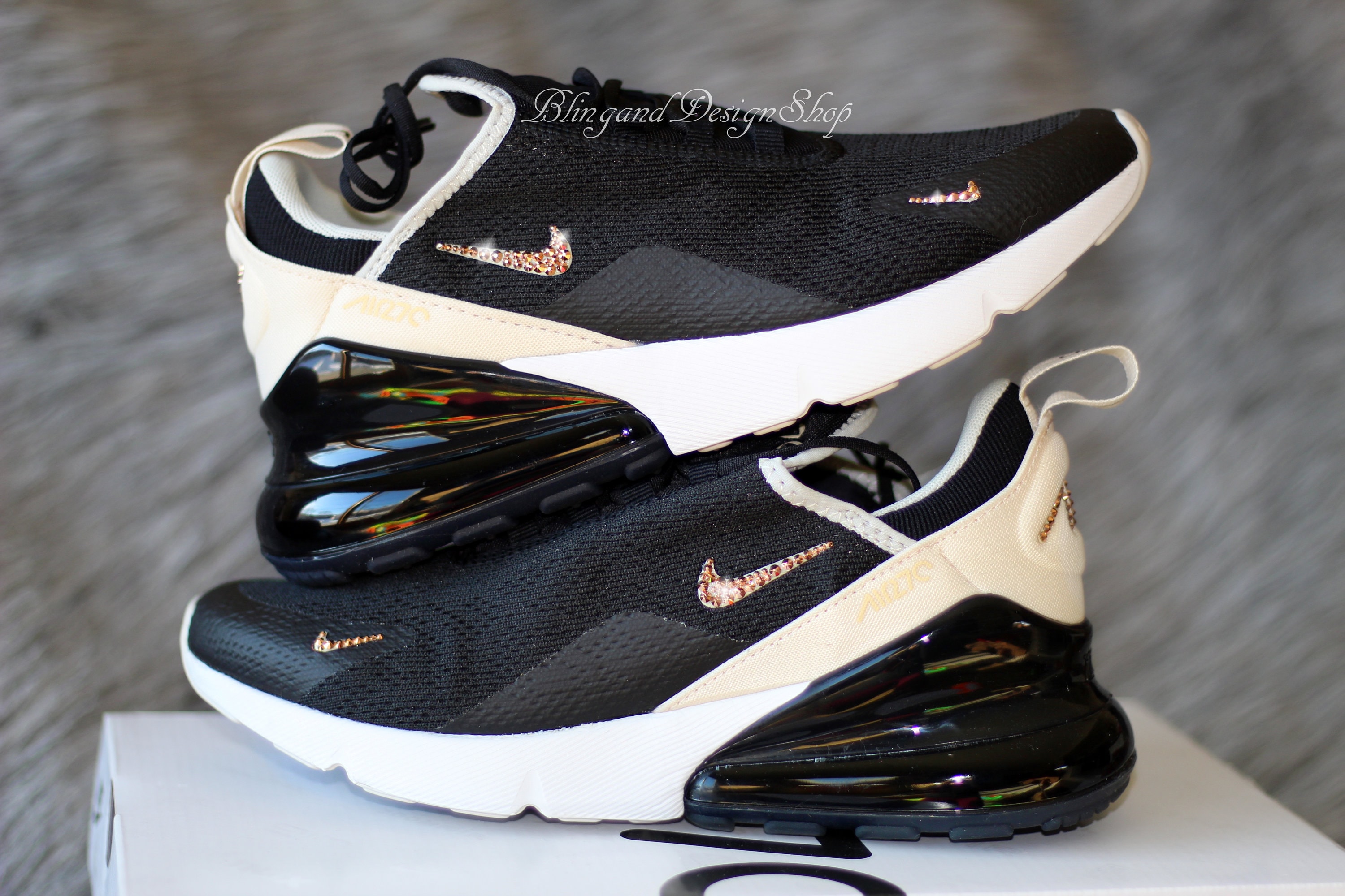 swarovski bling nike air max 270 shoes in rose gold swarovski crystals