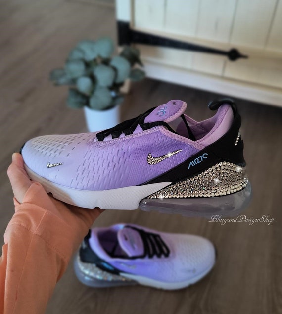 Swarovski Womens Nike Air Max 270 Purple Sneakers Customized 
