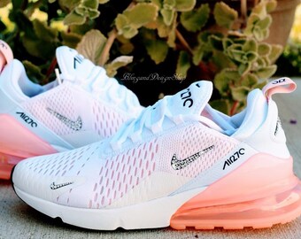 Swarovski Womens Nike Air Max 270 roze witte sneakers - Etsy Nederland