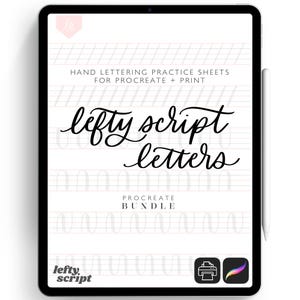 Lefty Script Hand Lettering Practice Sheets: Procreate Brush & Print (PDF)