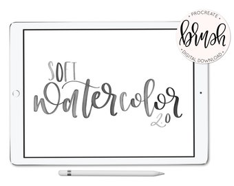 Soft Watercolor - Procreate Brush  + Bonus Digital Paper - iPad Pro - Apple Pencil - Instant Download - Hand Lettering - lefty.script