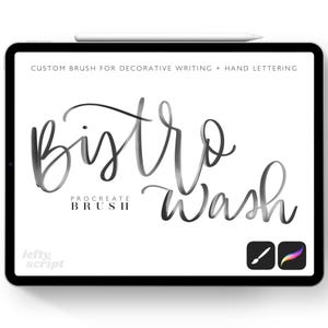 Bistro Wash Procreate Brush: Lefty Script, Smudge Tool (Digital Download)