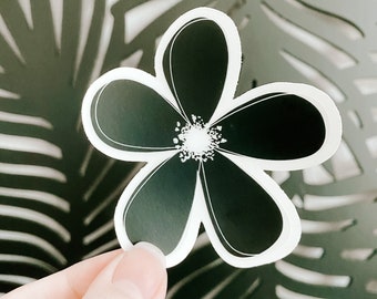 Black + White Flower - Clear Vinyl Sticker