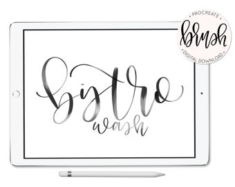 Bistro Wash Procreate Brush + Bonus - Lefty Script - iPad Pro - Instant Download - Custom Brush for Hand Lettering