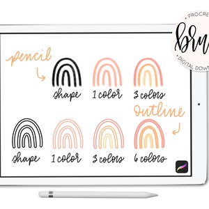 Instant Rainbow Stamps Brushes For Procreate 5 Lefty Script iPad Instant Download Custom Shape Brushes for Hand Lettering image 4