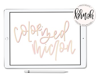 Colorized Micron Brushes - Color Changing - For Procreate 5 - Lefty Script - iPad Pro - Instant Download - Custom Brush for Hand Lettering