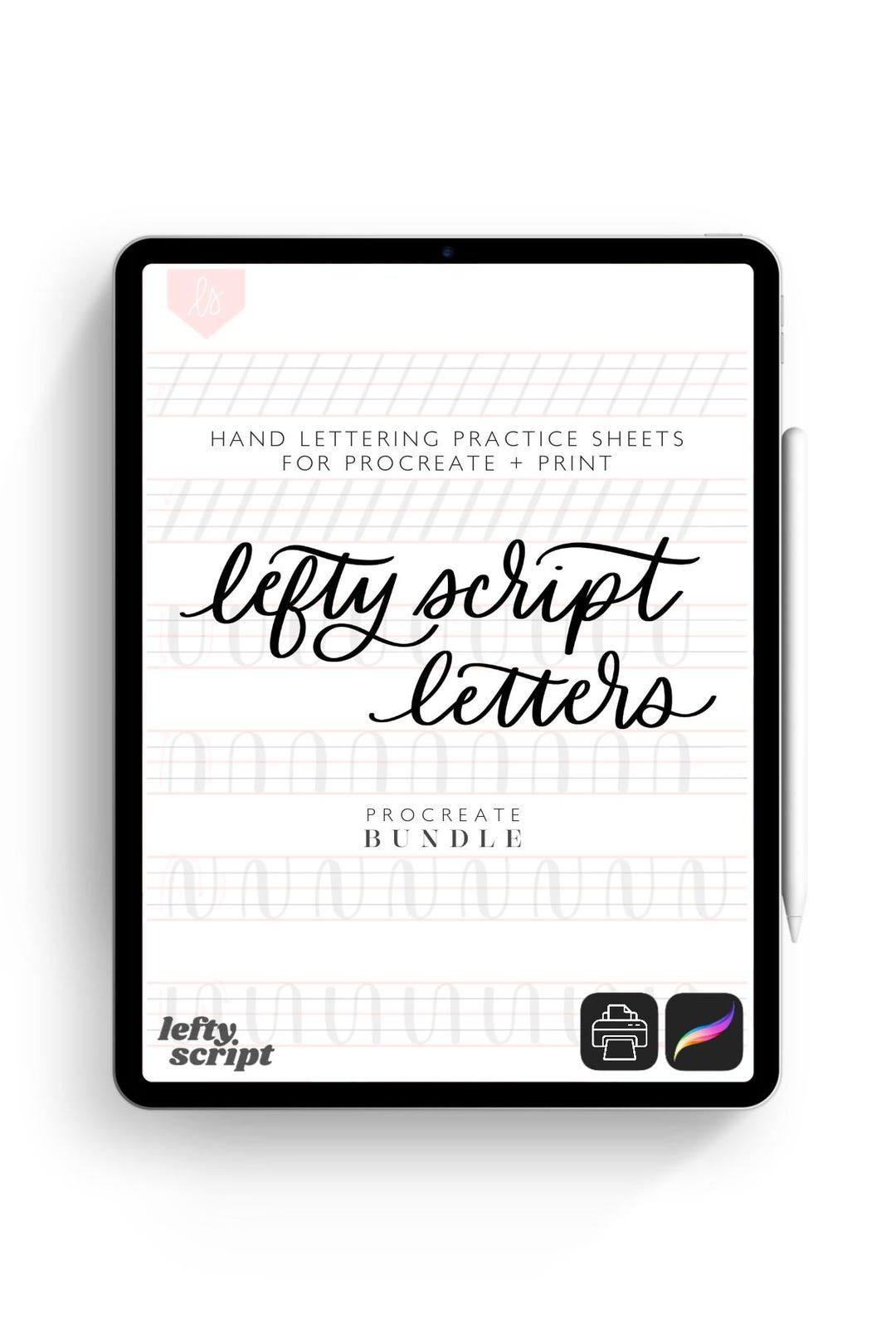 Lefty Script Lefty Script Hand Lettering Practice Sheets: Procreate Brush & Print ...
