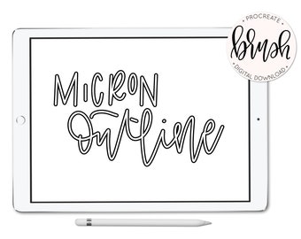 Micron Outline Brush Pair - For Procreate 5 - Lefty Script - iPad Pro - Instant Download - Custom Brush for Hand Lettering