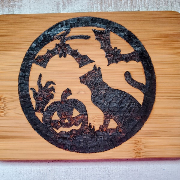 Halloween Bamboo Cutting Boards - Hand Wood Burned