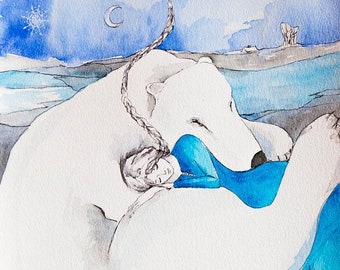 Polar Dream-a picture of watercolor and feather artist Adriany Laube-Love, friendship