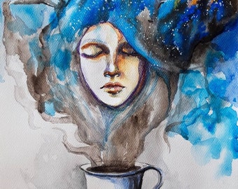 COFFEE GIN - watercolor artist Adriana Laube - painting on A3 paper