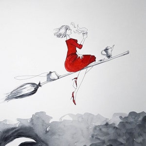 TEA ON THE GO - watercolor artist Adriana Laube - painting on A3 paper