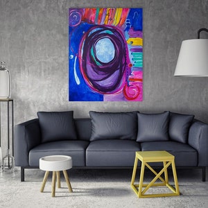 ALIEN-Acrylic painting on canvas 100x80cm-abstraction, colorful picture, space