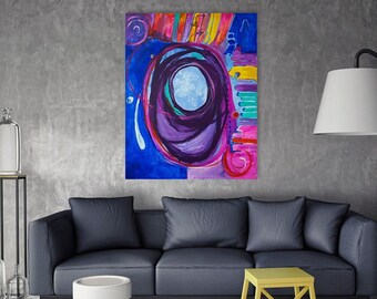 ALIEN-Acrylic painting on canvas 100x80cm-abstraction, colorful picture, space
