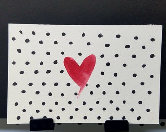 Handmade postcard, heart, 4x6