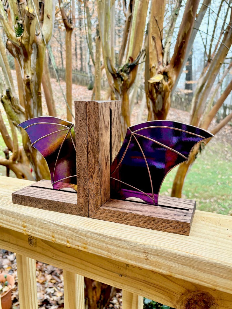 Stained Glass Bat Wing Bookends: Fantasy Night Court Decor