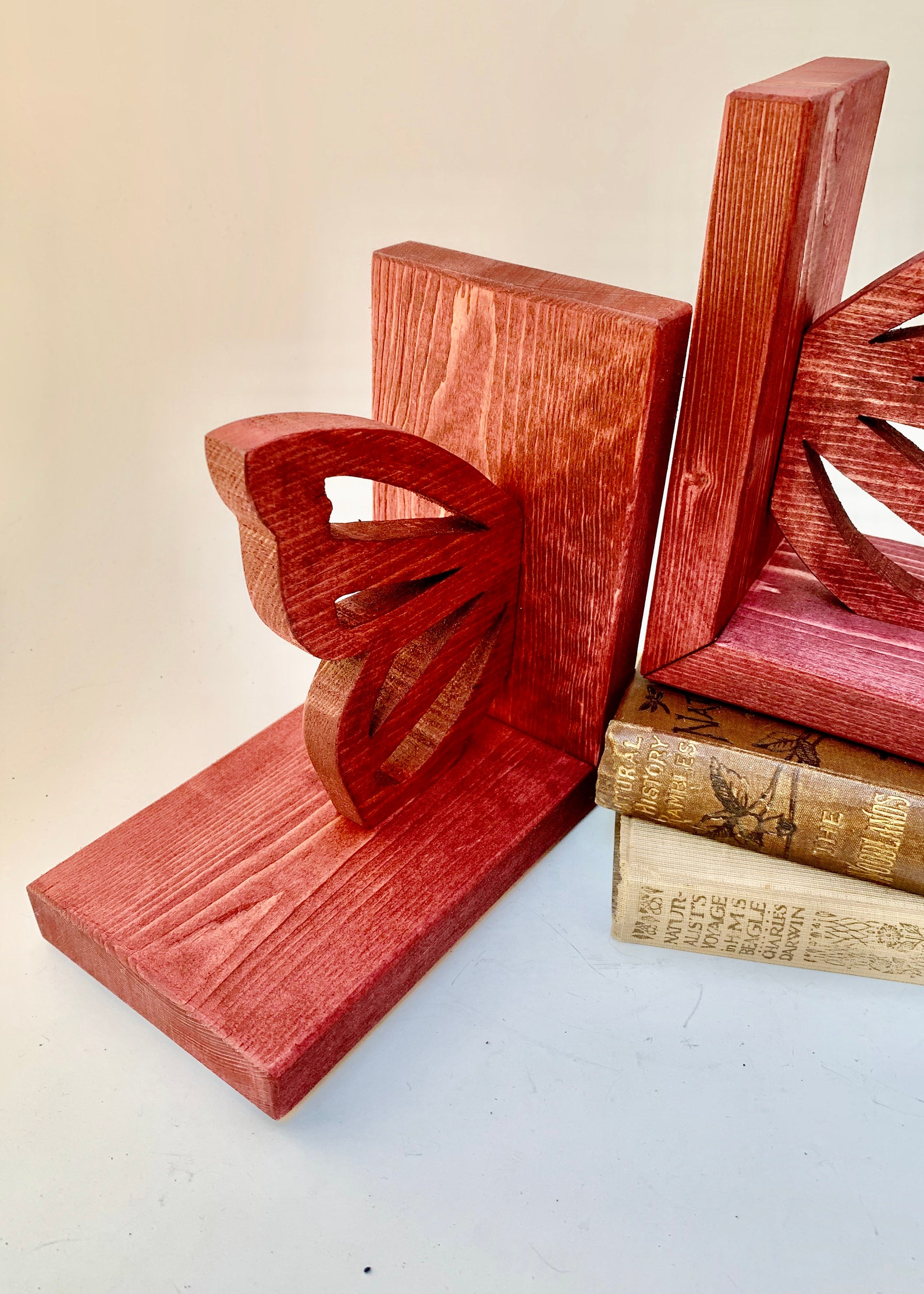 Cranberry Butterfly Bookends Scroll Saw Art Purple Bookend Etsy