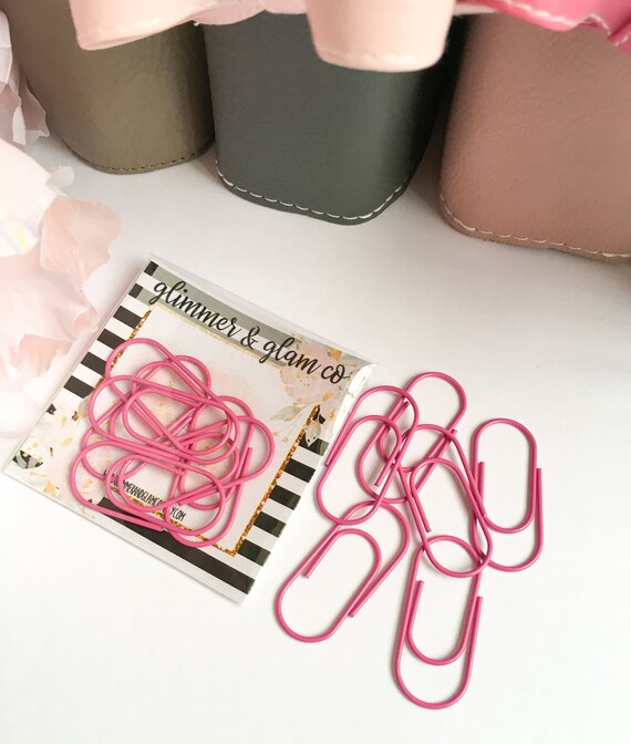 Mini Hot Pink Wide Paper Clips Etsy