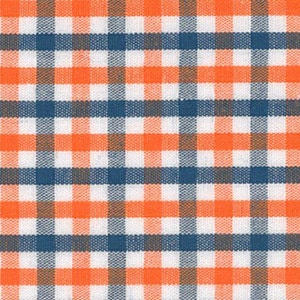 Orange and Navy Tri-Check Fabric by Fabric Finders