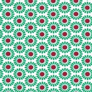 Tissu à imprimé floral de Noël rouge et vert par Fabric Finders