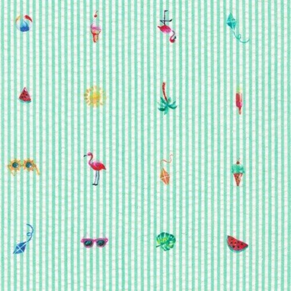 Palm Coast Print Seersucker Fabric by Robert Kaufman Etsy