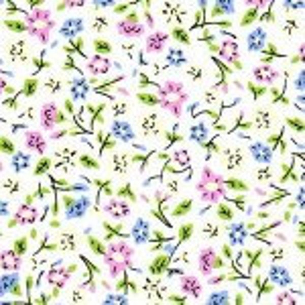 Mini Floral: Yellow Green Pink and Blue Floral Fabric by Fabric Finders