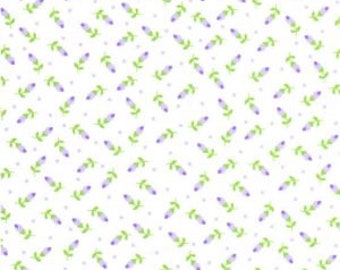 Purple and Green Mini Floral Fabric by Fabric Finders