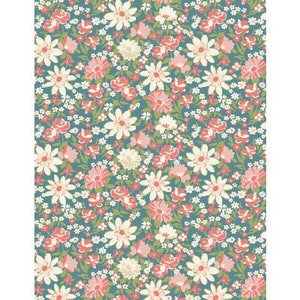 Packed Floral Blue Fabric by Wilmington Prints