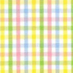 Yellow Blue Pink and Green Tri-Check Fabric by Fabric Finders