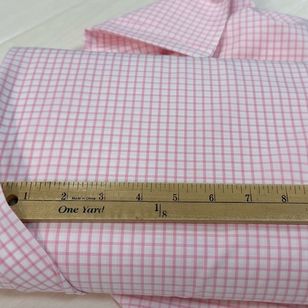 Pima Pastel Classics Pink Check Fabric by Spechler-Vogel Textiles  - 100% PIMA Cotton - Window Pane Check