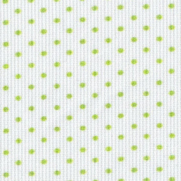 Tiny Apple Green Dots on White Pique Fabric by Fabric Finders