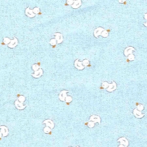 Duck Print Fabric: White and Blue by Fabric Finders