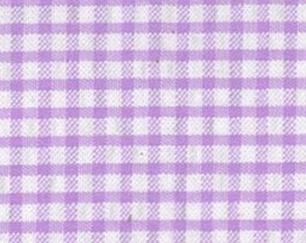 Lavender Check Seersucker Fabric by Fabric Finders