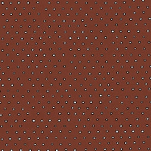 May include: A brown background with a repeating pattern of small white circles and squares.