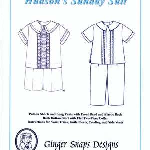 Hudson&#39;s Sunday Suit Pattern by Ginger Snaps Designs